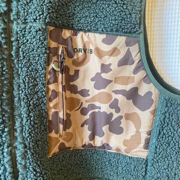 Orvis Men’s Dark Pine Green Sherpa Fleece Vest XXL - Picture 3 of 4